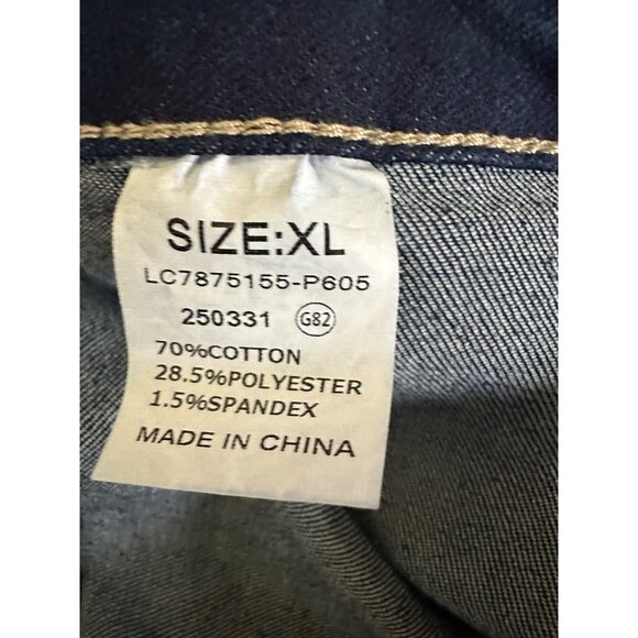 Womens Cropped Wide Leg Jeans XL High Waist Pants Dark Wash Stretch - Picture 3 of 7